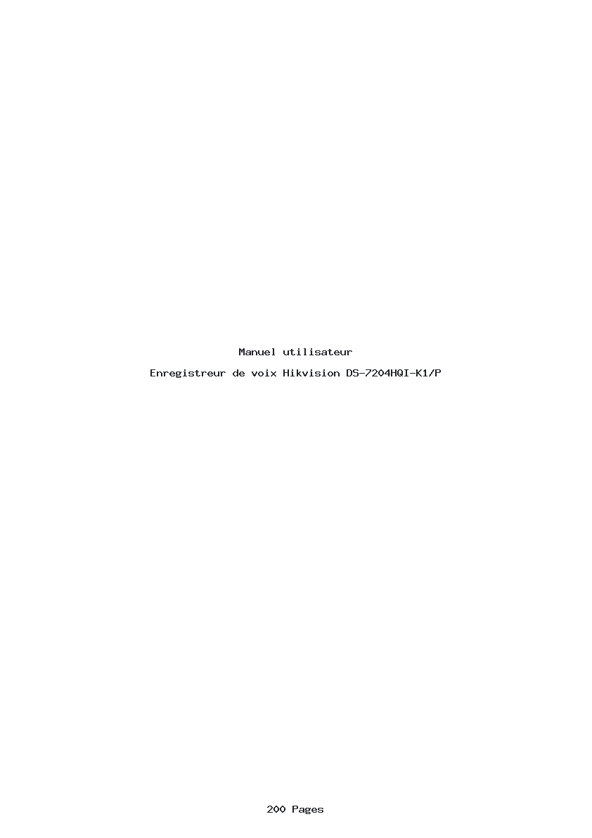 Page 1 de la notice Manuel utilisateur Hikvision DS-7204HQI-K1/P