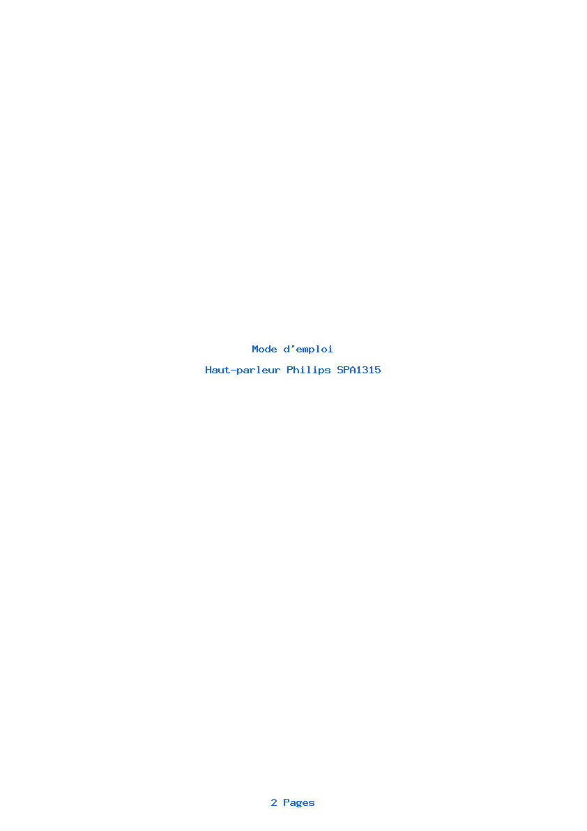 Page 1 de la notice Mode d'emploi Philips SPA1315