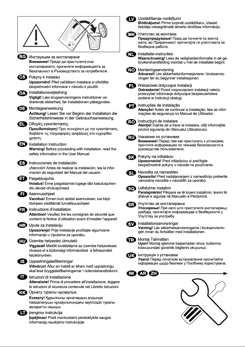 Page 1 de la notice Guide d'installation AEG L7FBE94BW