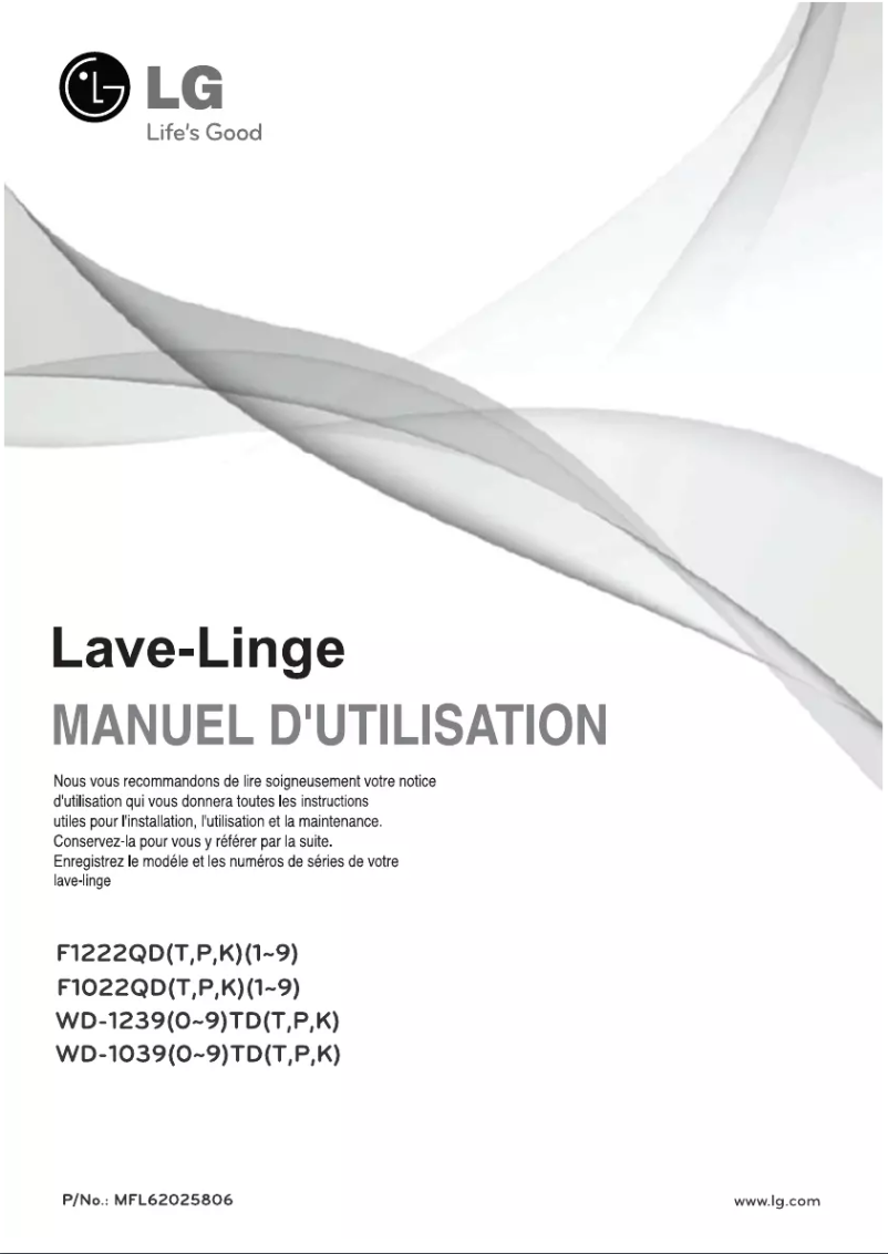 Page 1 de la notice Manuel utilisateur LG WD-12396TDK