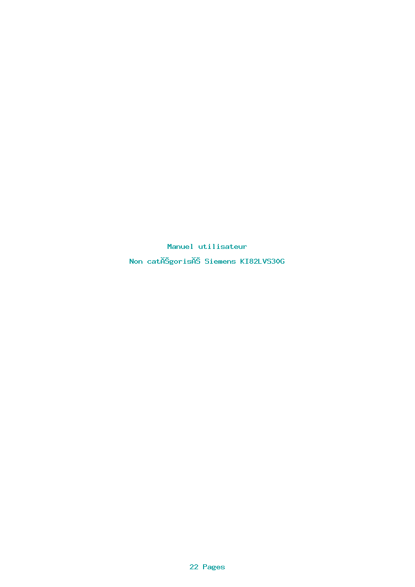 Page 1 de la notice Manuel utilisateur Siemens KI82LVS30G