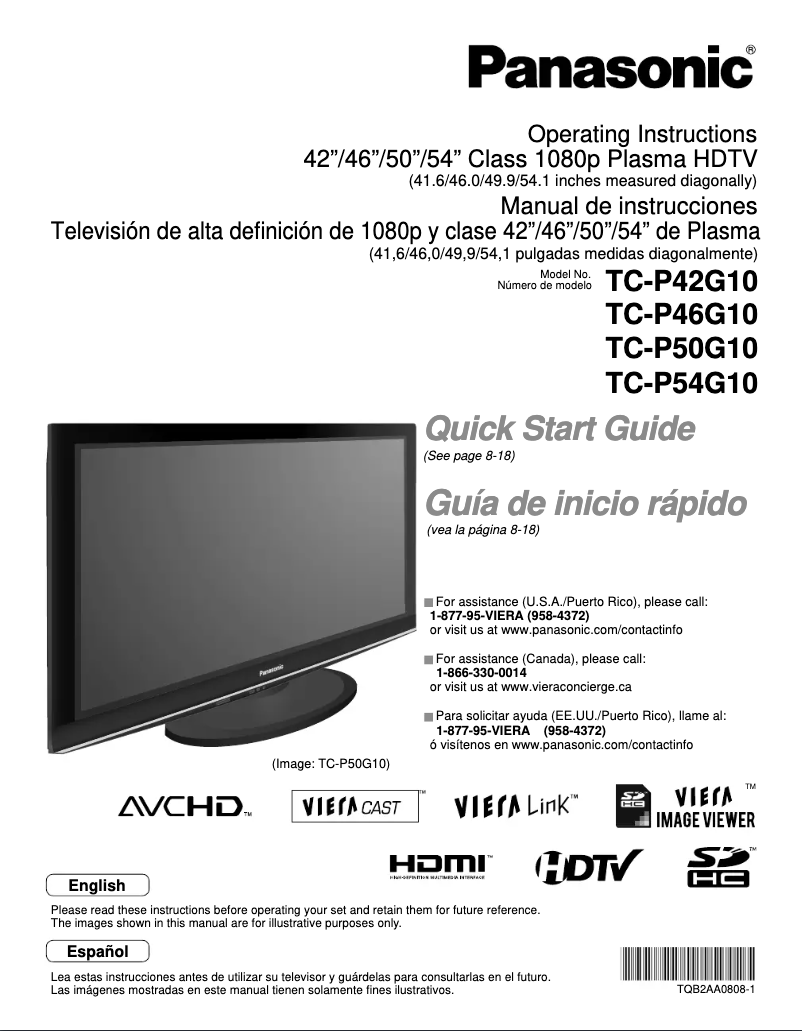 Page 1 of the manual User Manual Panasonic TC-P42G10