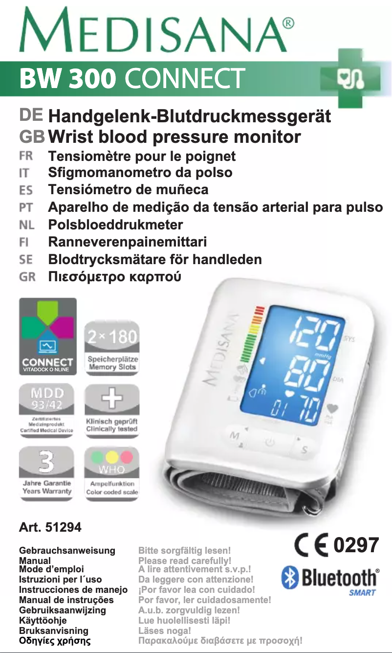 Page 1 de la notice Manuel utilisateur Medisana BW 300 Connect