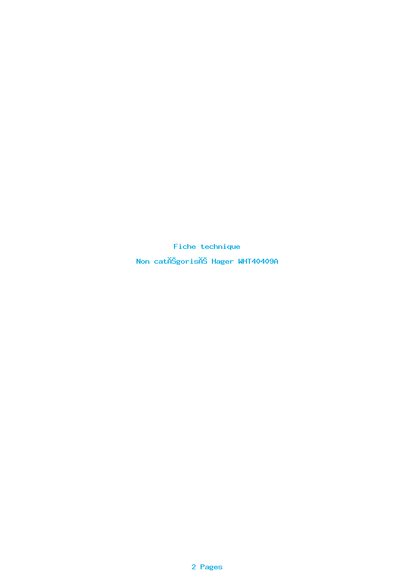 Page 1 de la notice Fiche technique Hager WHT40409A