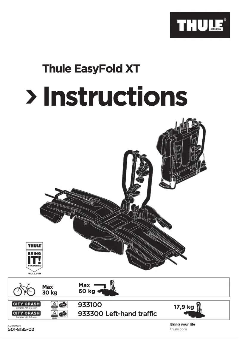 Page 1 de la notice Manuel utilisateur Thule EasyFold XT 933