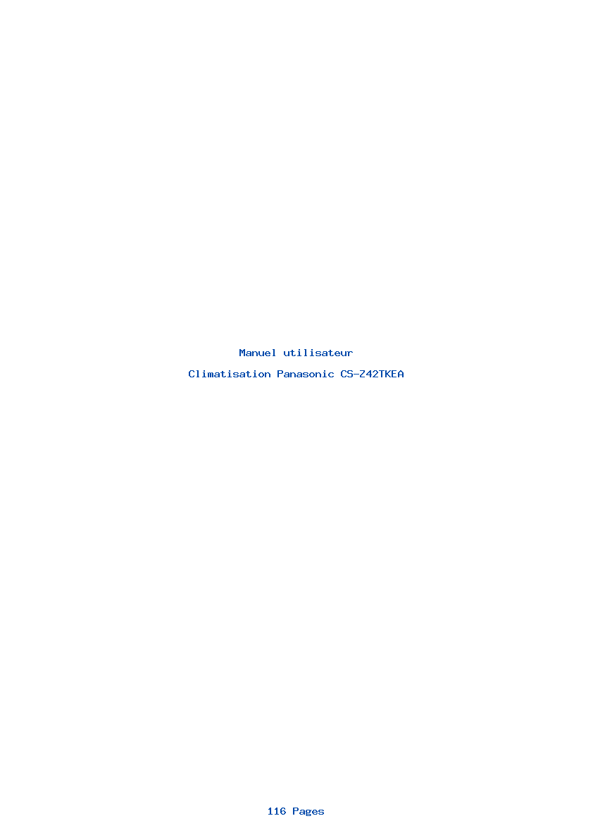 Page 1 de la notice Manuel utilisateur Panasonic CS-Z42TKEA