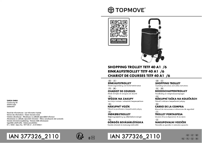 Page 1 de la notice Manuel utilisateur Topmove TEFT 40 A1