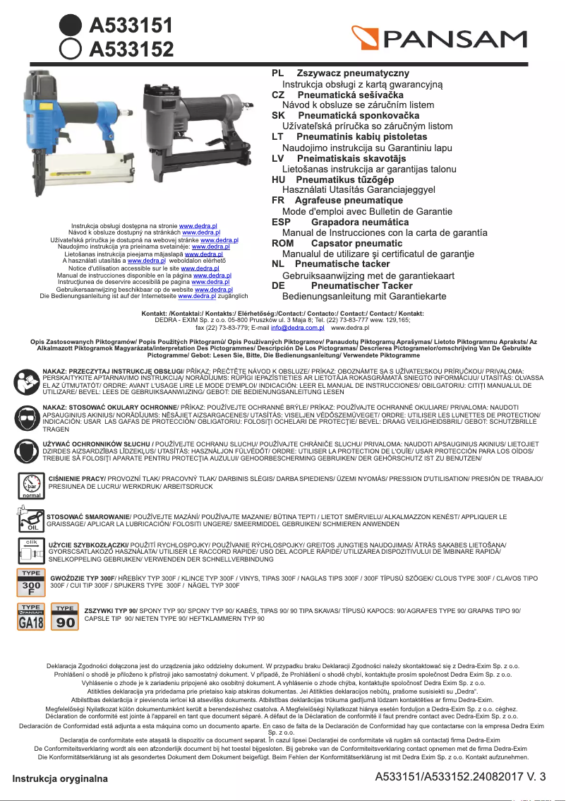 Page 1 de la notice Manuel utilisateur Pansam A533151