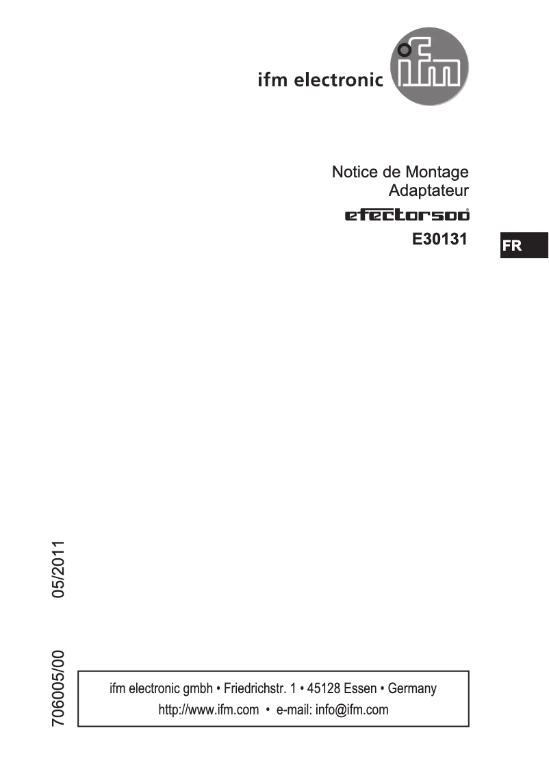 Page 1 de la notice Manuel utilisateur IFM E30131