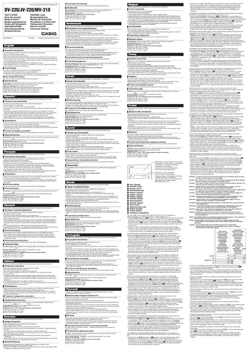 Página 1 del manual Manual de usuario Casio JV-220