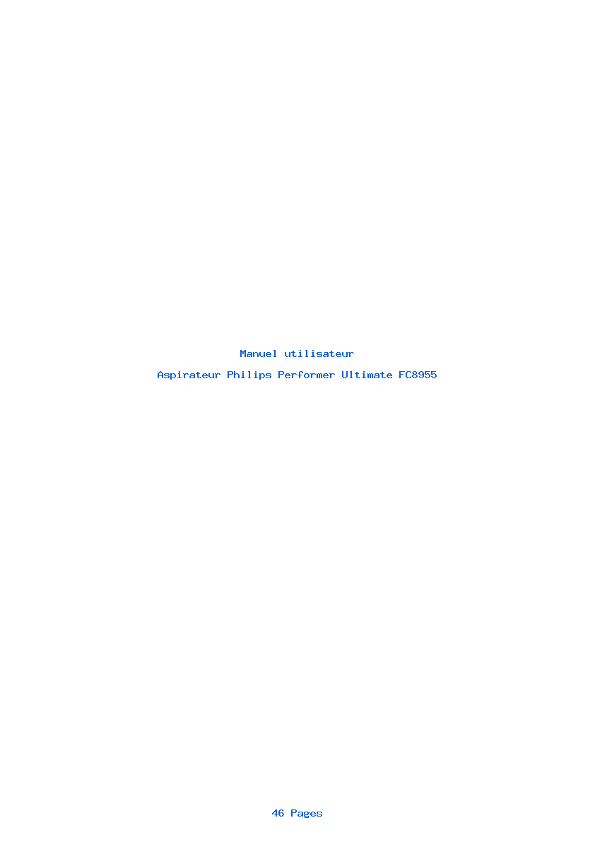 Page 1 de la notice Manuel utilisateur Philips Performer Ultimate FC8955