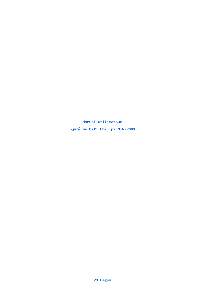 Page 1 de la notice Manuel utilisateur Philips NTRX700X