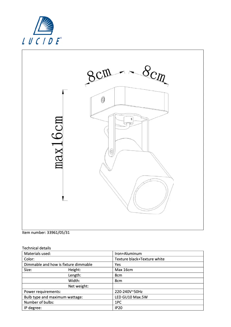 Página 1 del manual Manual de usuario Lucide Roax 33961/05/31