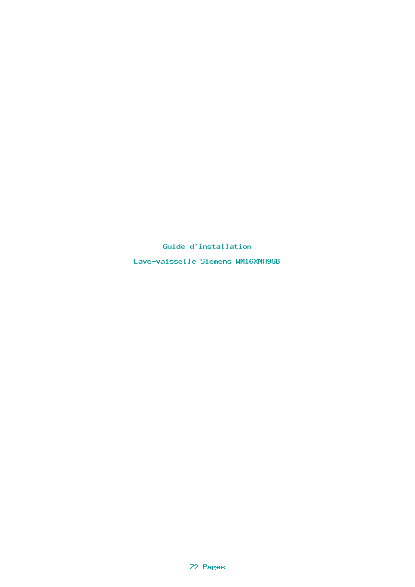 Page 1 de la notice Guide d'installation Siemens WM16XMH9GB