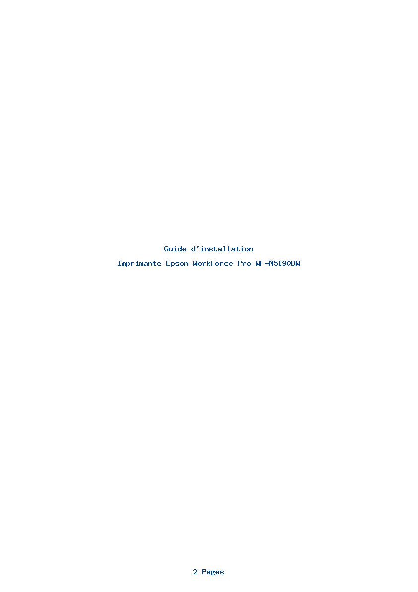 Page 1 de la notice Guide d'installation Epson WorkForce Pro WF-M5190DW