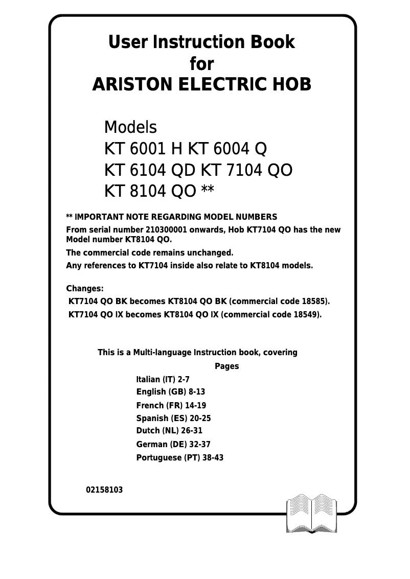 Page 1 de la notice Manuel utilisateur Ariston Thermo KT 6001 H
