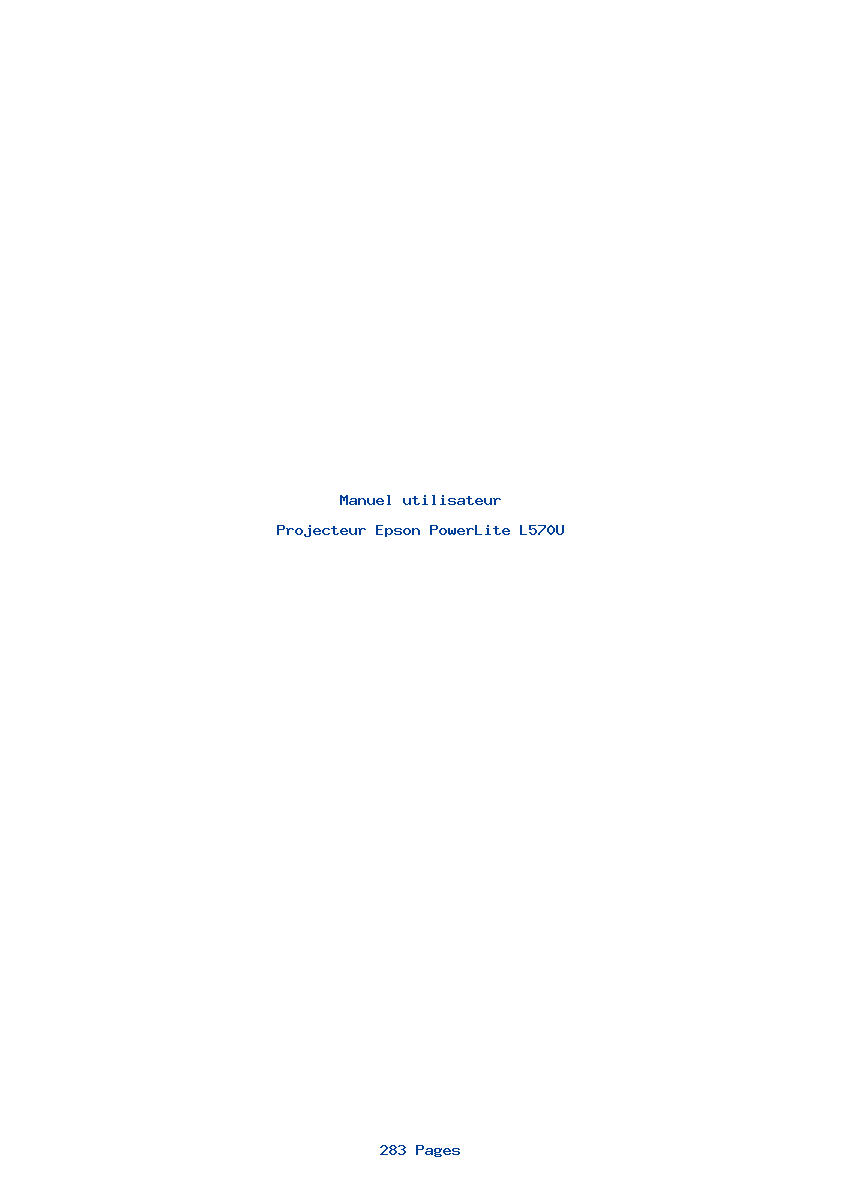 Page 1 de la notice Manuel utilisateur Epson PowerLite L570U