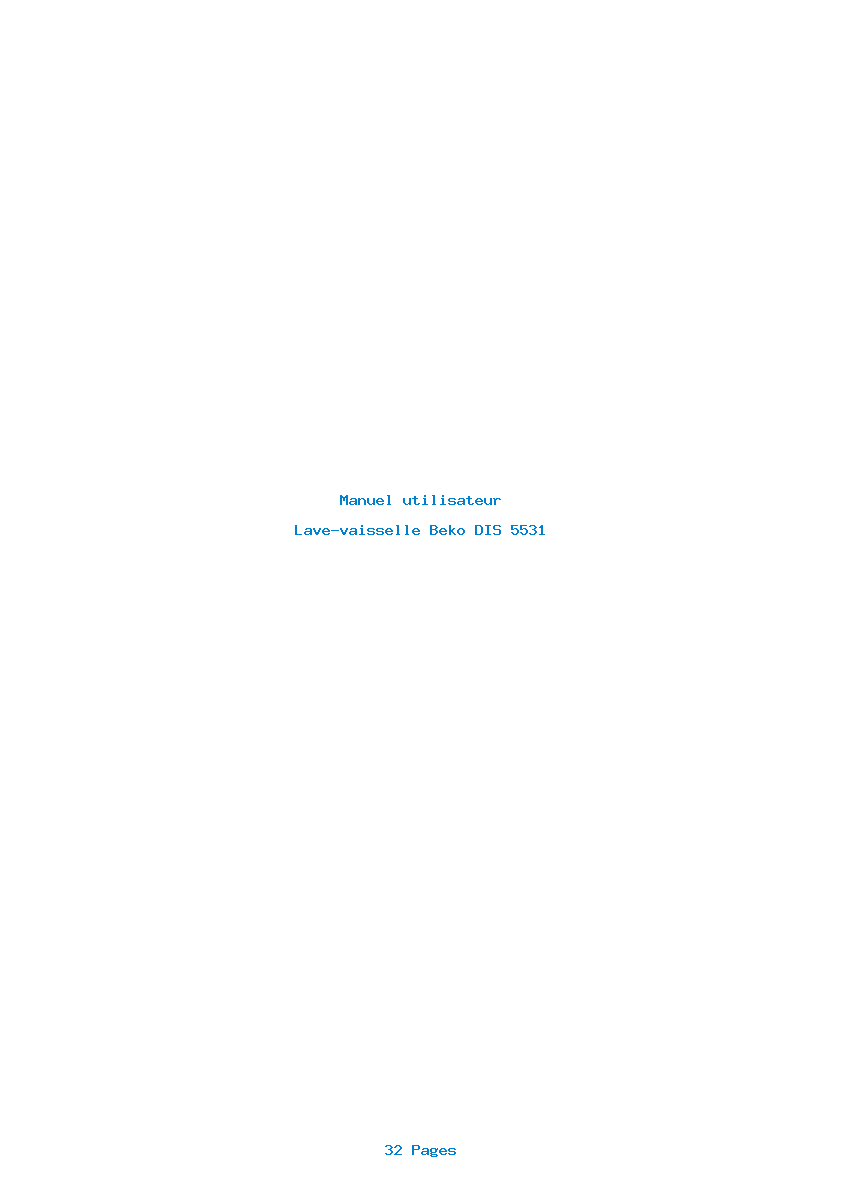 Page 1 de la notice Manuel utilisateur Beko DIS 5531