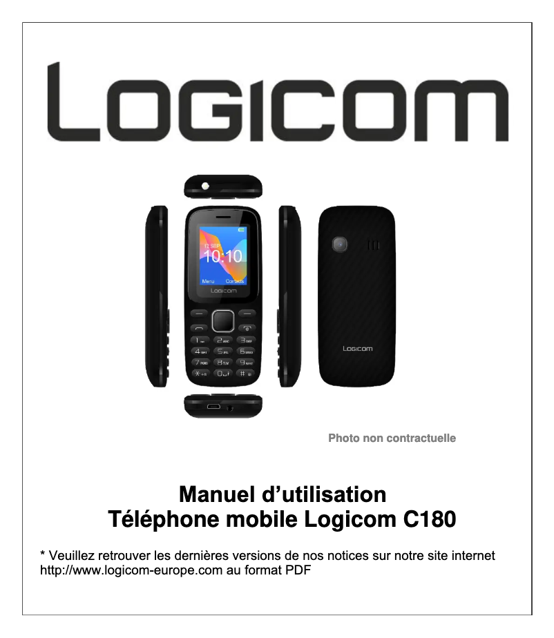 Page 1 de la notice Manuel utilisateur Logicom C180