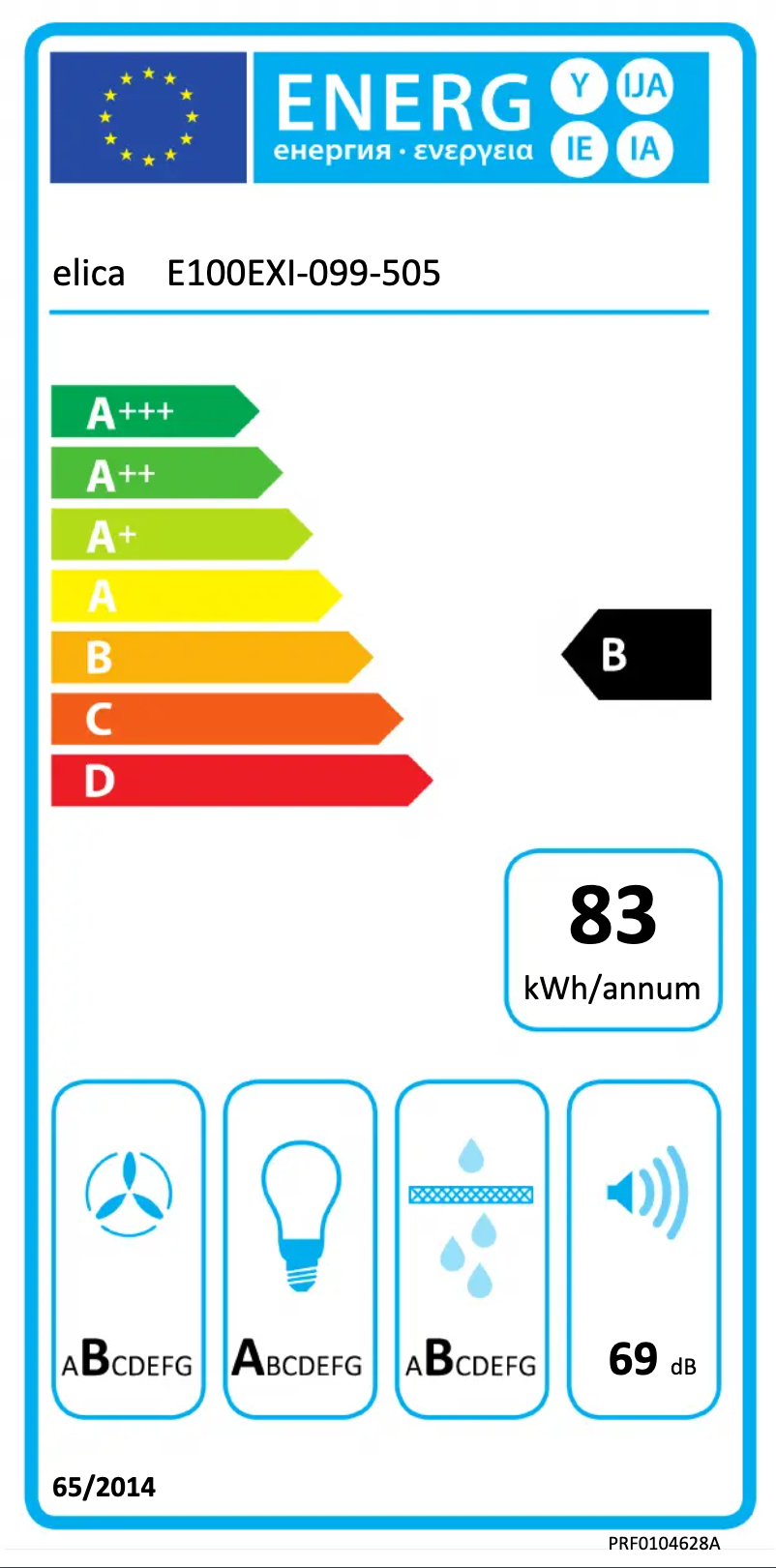 Page 1 de la notice Label énergétique Elica PRF0104628A