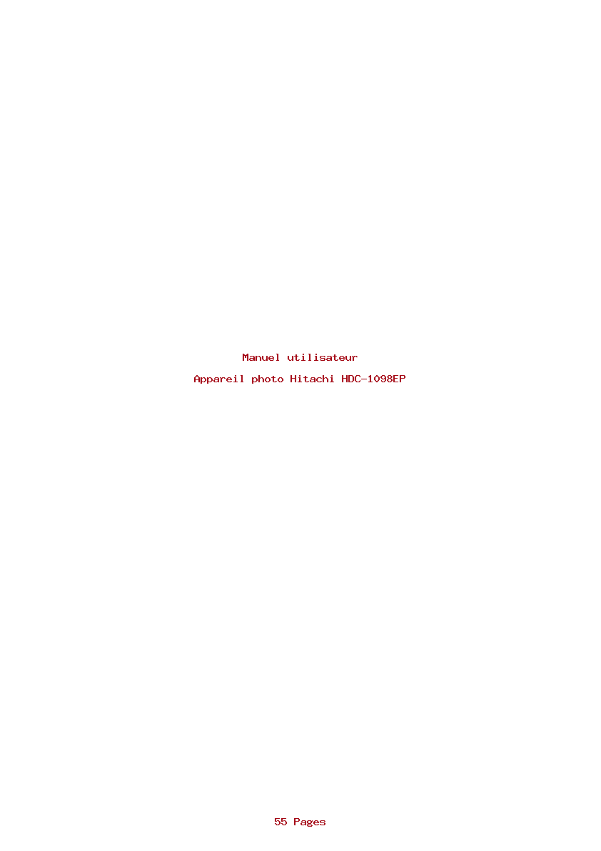 Page 1 de la notice Manuel utilisateur Hitachi HDC-1098EP
