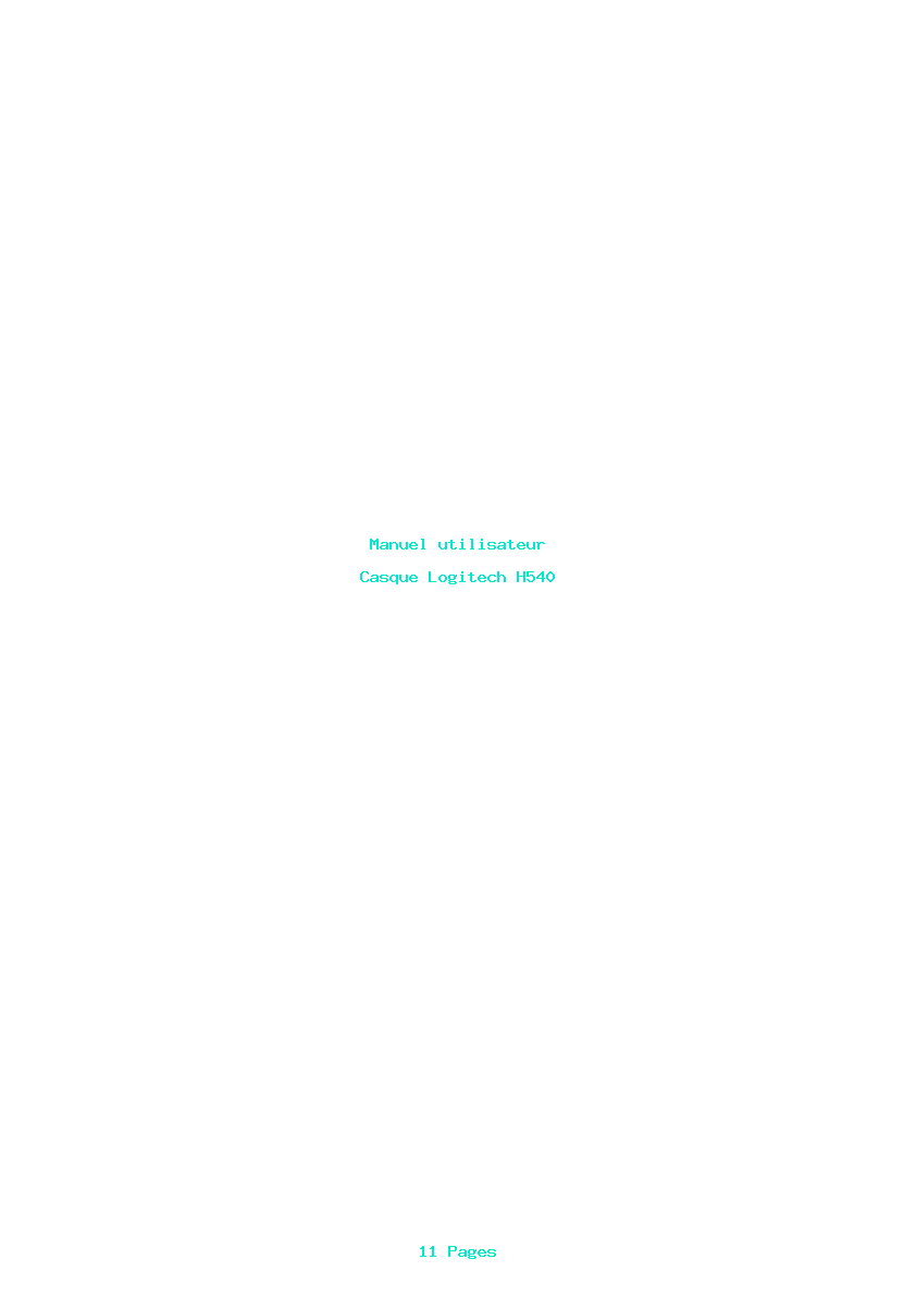Page 1 de la notice Manuel utilisateur Logitech H540
