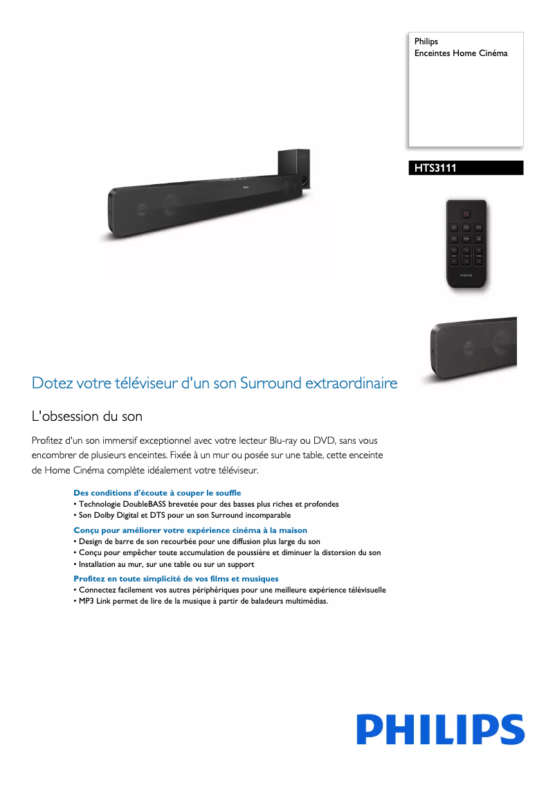 Página 1 del manual Ficha técnica Philips HTS3111