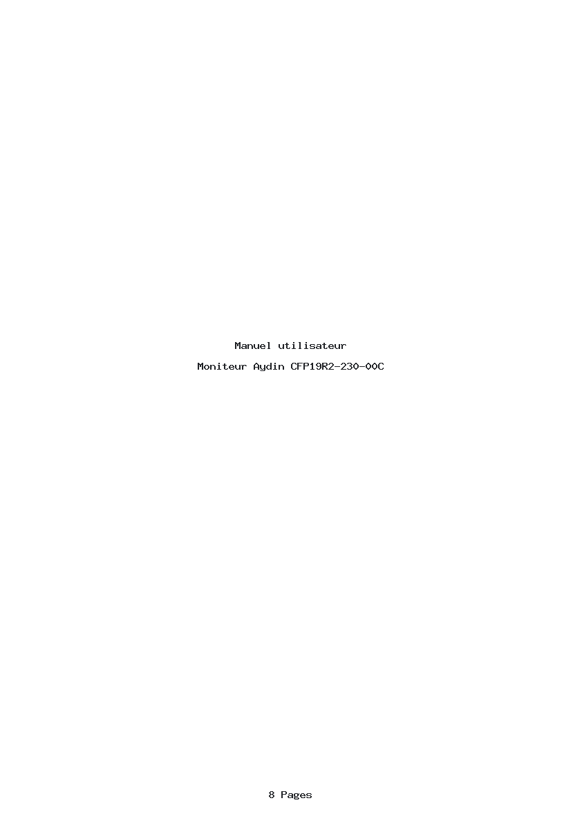 Page 1 de la notice Manuel utilisateur Aydin CFP19R2-230-00C