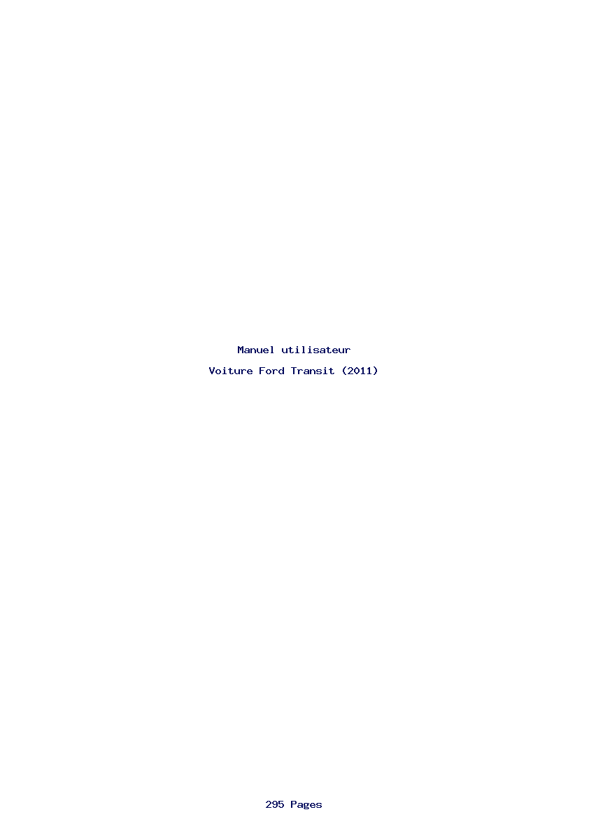 Page 1 de la notice Manuel utilisateur Ford Transit (2011)