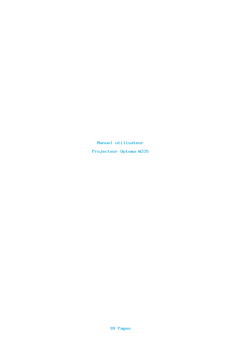 Page 1 de la notice Manuel utilisateur Optoma W335