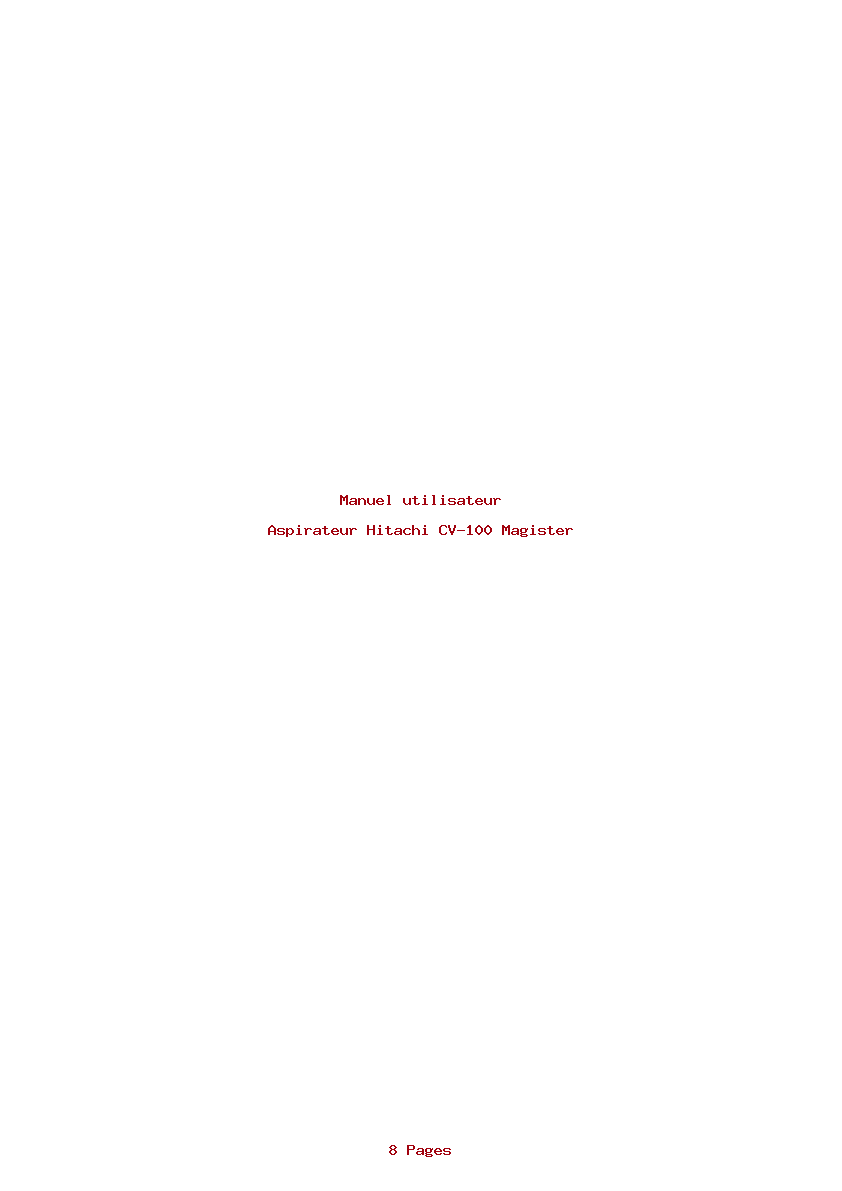 Page 1 de la notice Manuel utilisateur Hitachi CV-100 Magister