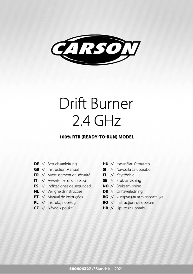 Page 1 de la notice Manuel utilisateur Carson Drift Burner