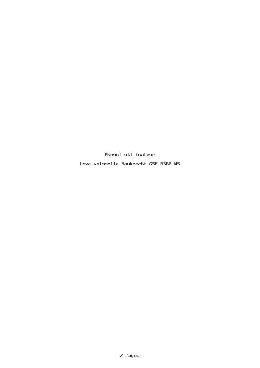 Page 1 de la notice Manuel utilisateur Bauknecht GSF 5356 WS