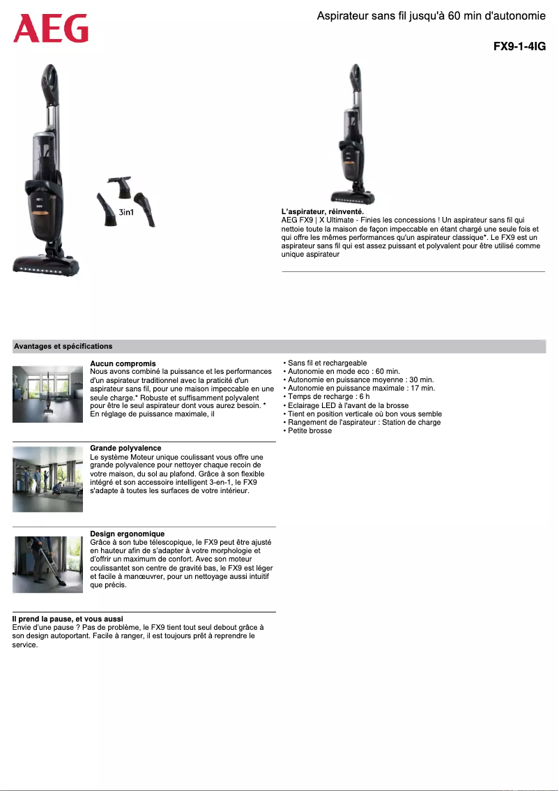 Página 1 del manual Ficha técnica AEG FX9-1-4IG
