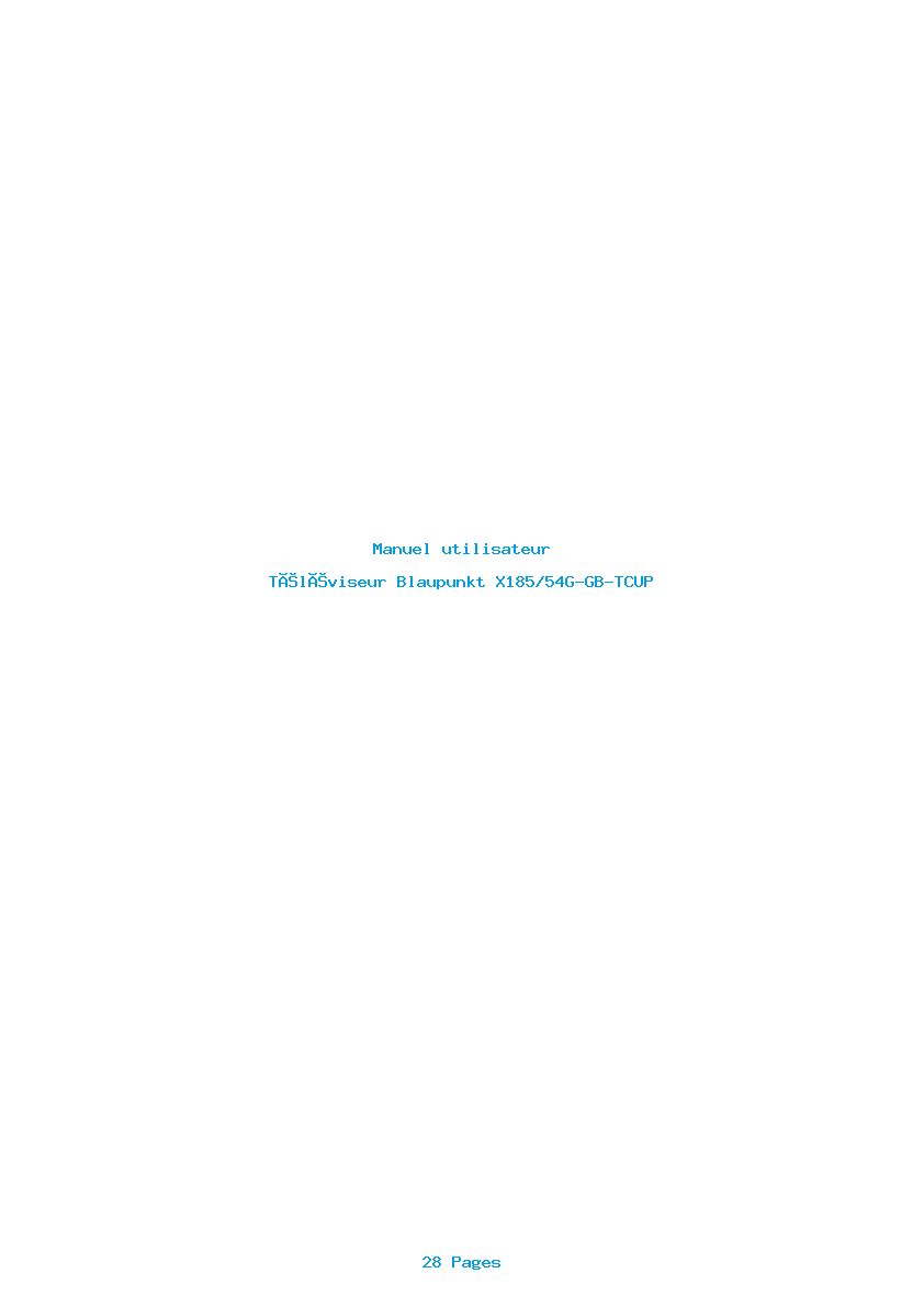 Page 1 de la notice Manuel utilisateur Blaupunkt X185/54G-GB-TCUP