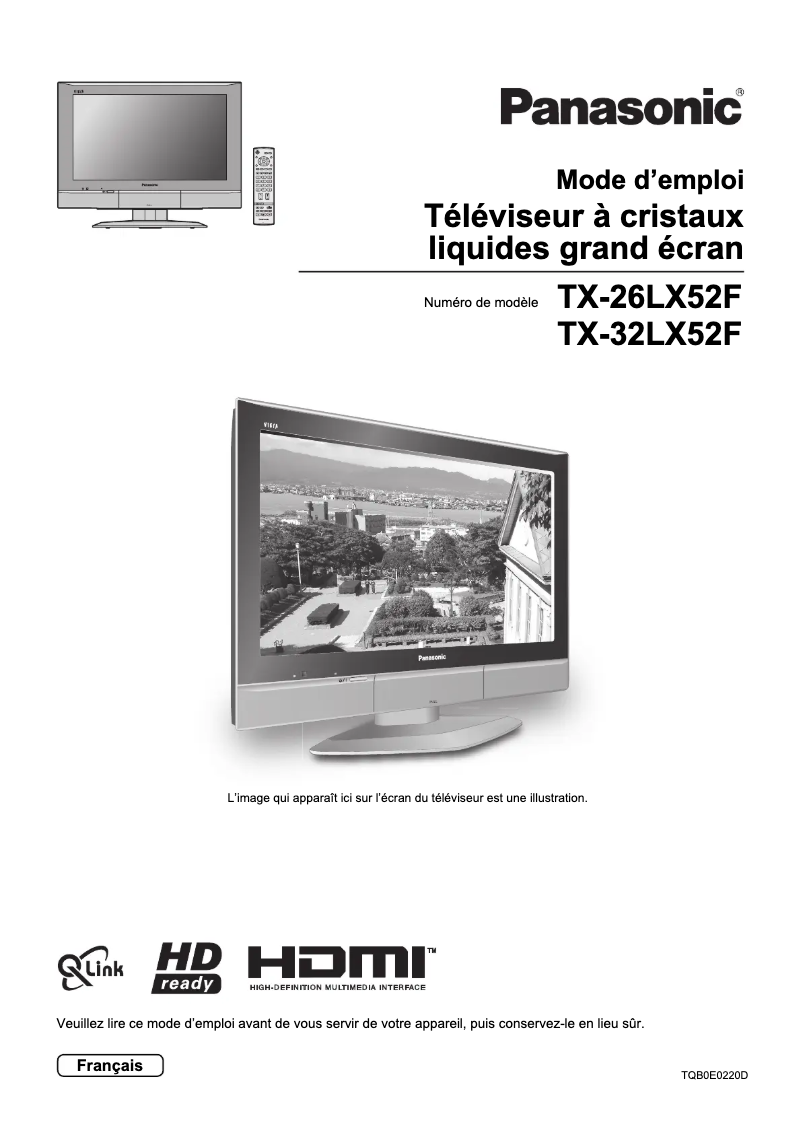 Page 1 de la notice Manuel utilisateur Panasonic Viera TX-32LX52F