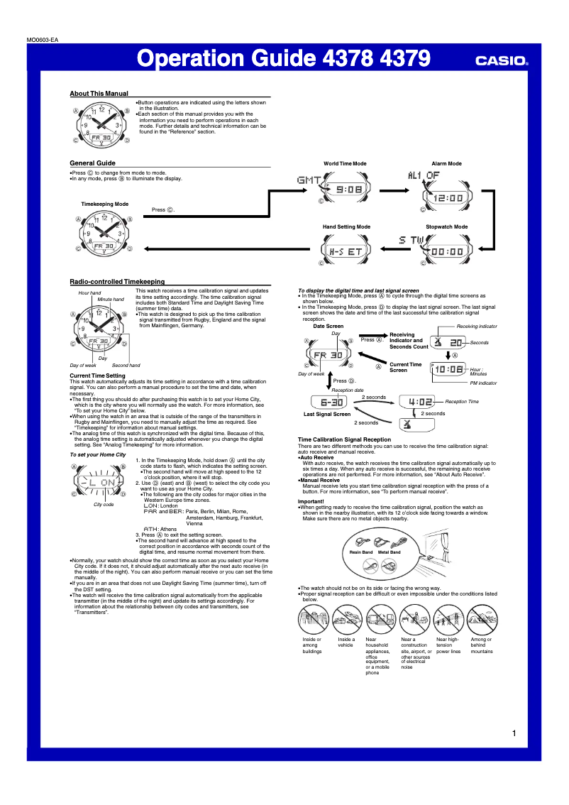Página 1 del manual Manual de usuario Casio 4379