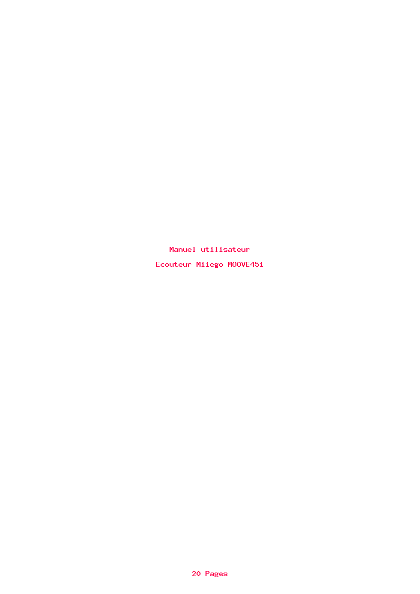 Page 1 de la notice Manuel utilisateur Miiego MOOVE45i