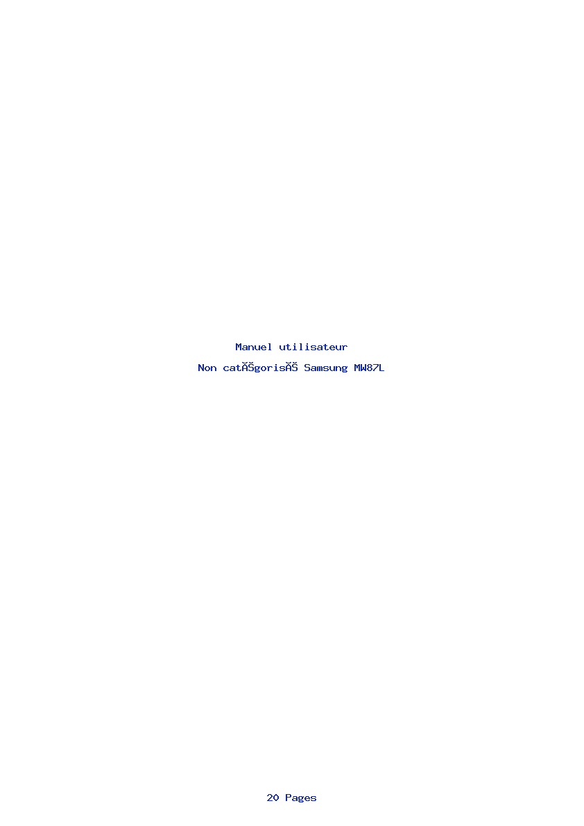 Page 1 de la notice Manuel utilisateur Samsung MW87L