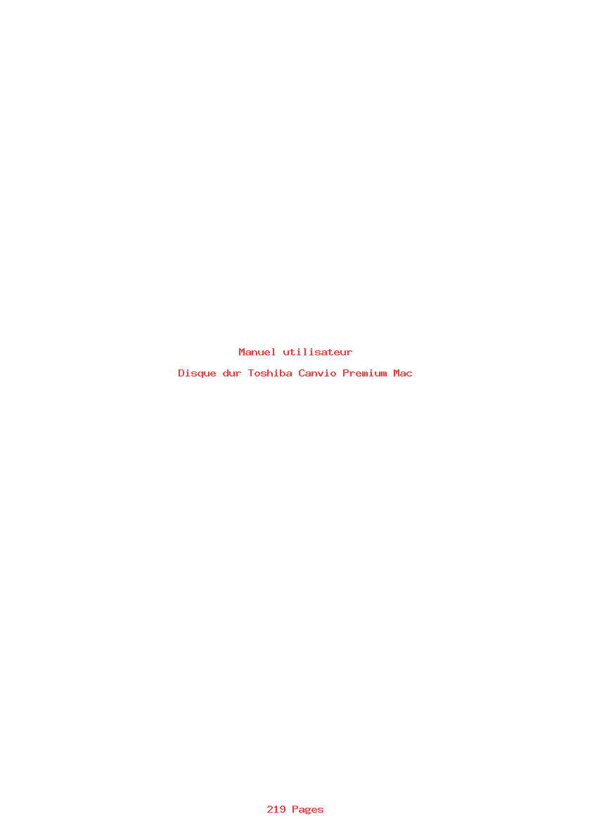 Page 1 de la notice Manuel utilisateur Toshiba Canvio Premium Mac