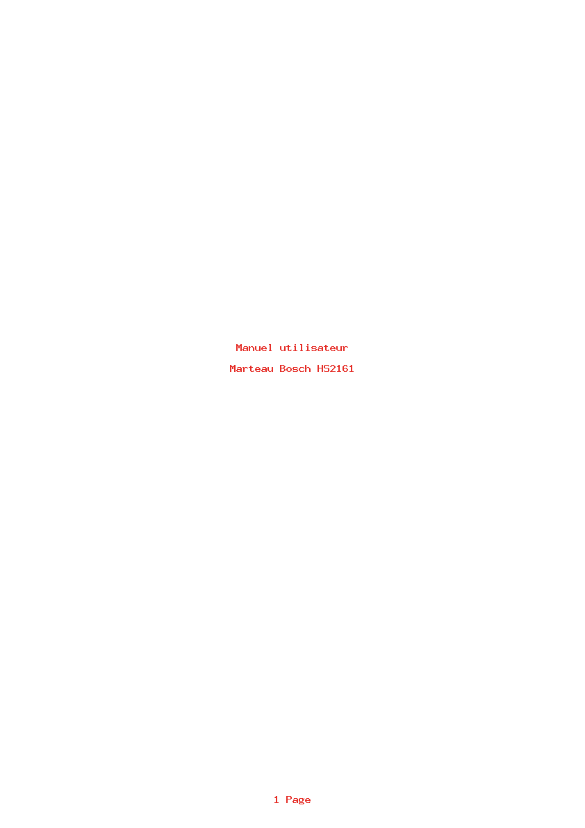 Page 1 de la notice Manuel utilisateur Bosch HS2161