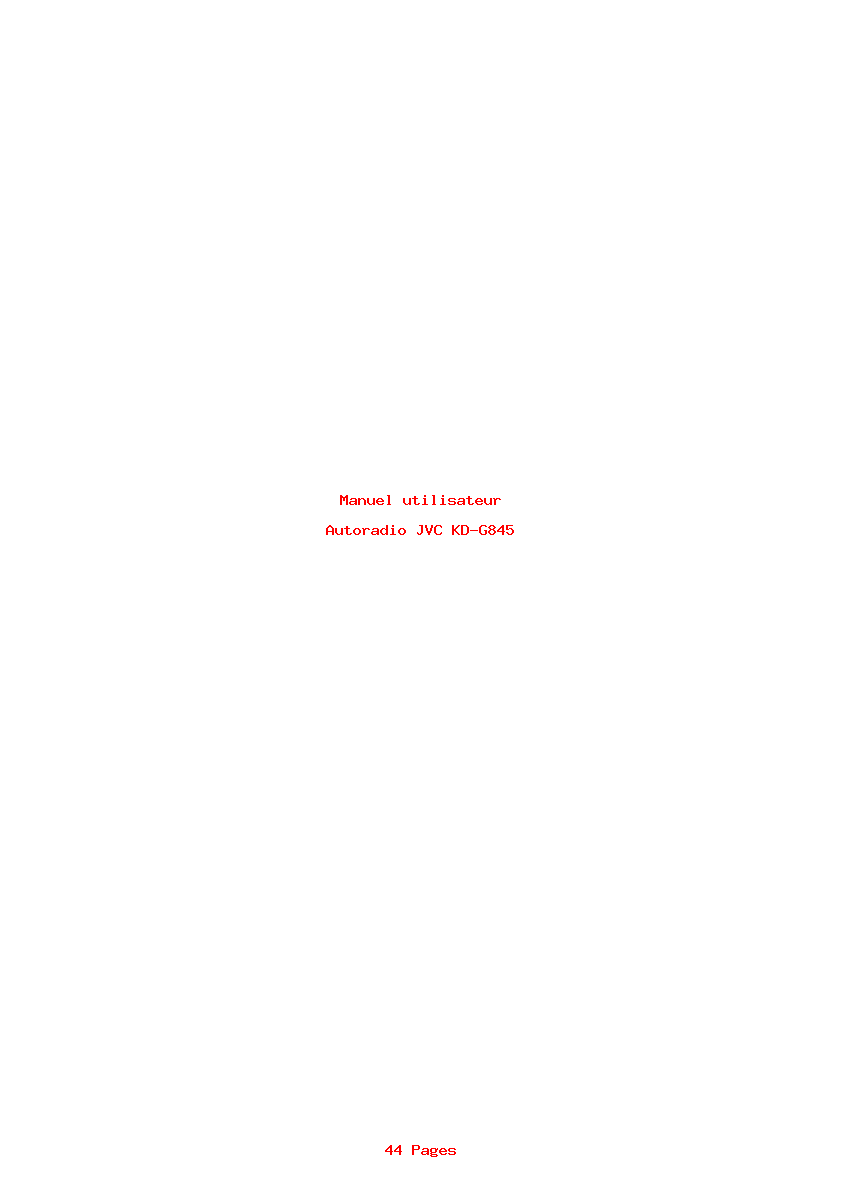 Page 1 de la notice Manuel utilisateur JVC KD-G845