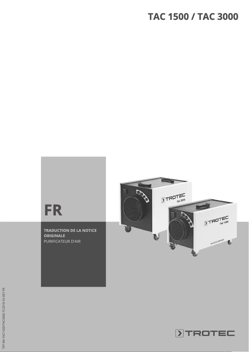 Page 1 de la notice Manuel utilisateur Trotec TAC 1500