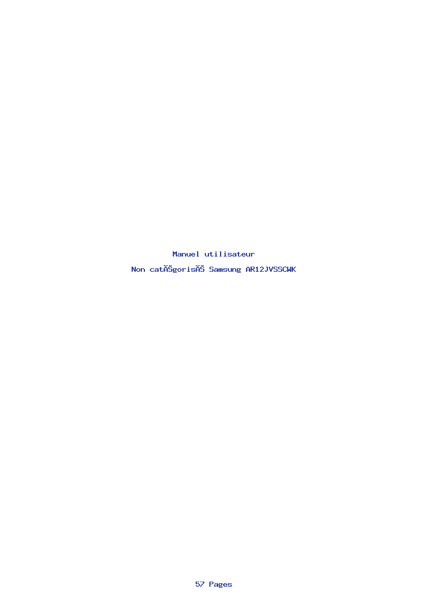 Page 1 de la notice Manuel utilisateur Samsung AR12JVSSCWK
