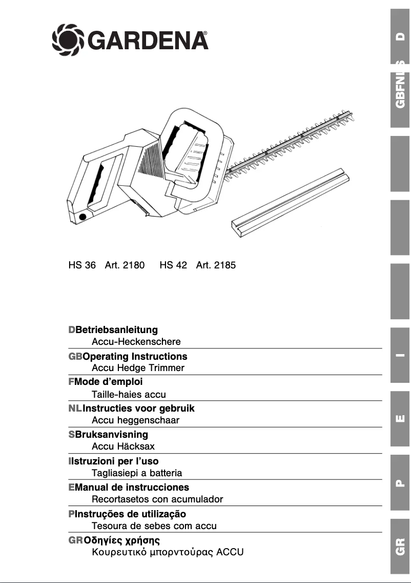 Page 1 de la notice Manuel utilisateur Gardena HS 36