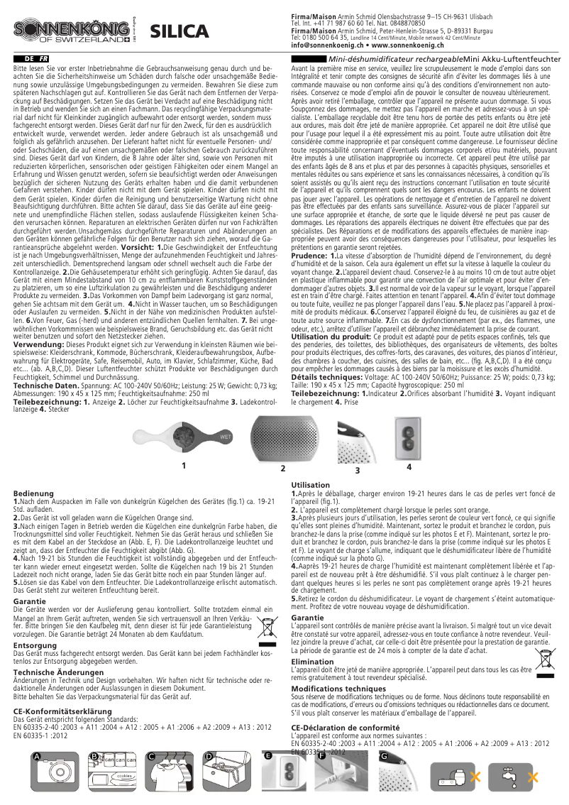Page 1 de la notice Manuel utilisateur Sonnenkönig Silica