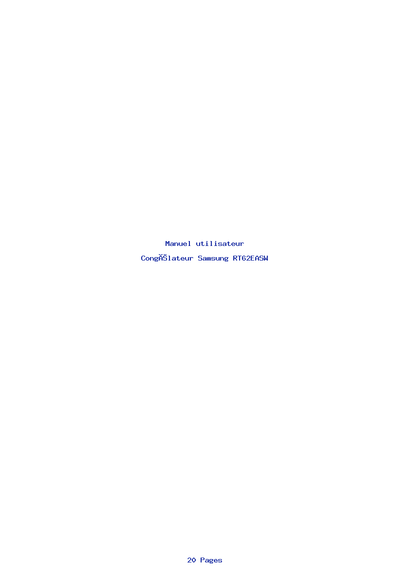 Page 1 de la notice Manuel utilisateur Samsung RT62EASW