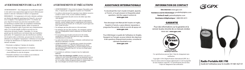 Página 1 del manual Manual de usuario GPX R116B