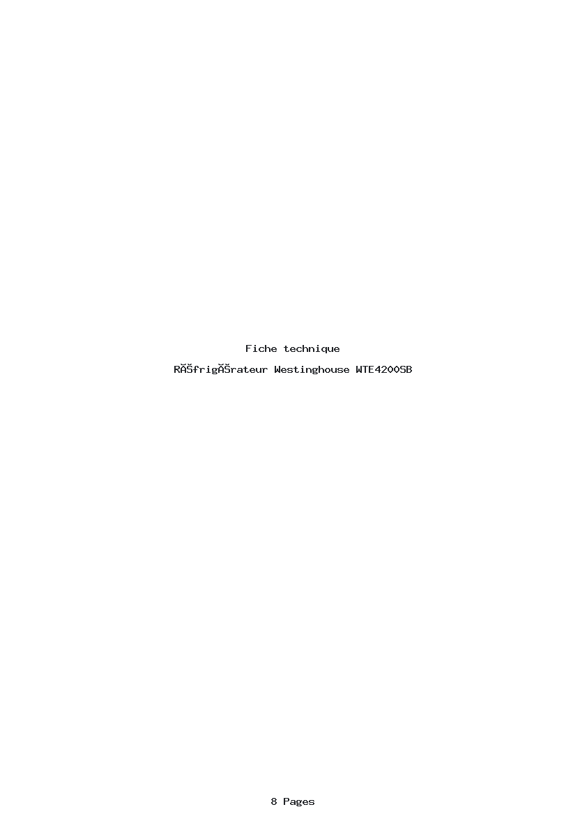 Page 1 de la notice Fiche technique Westinghouse WTE4200SB