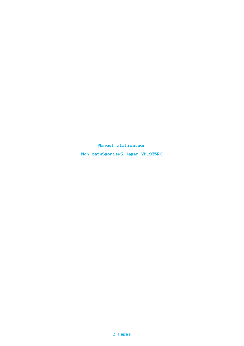 Page 1 de la notice Manuel utilisateur Hager VML955RK